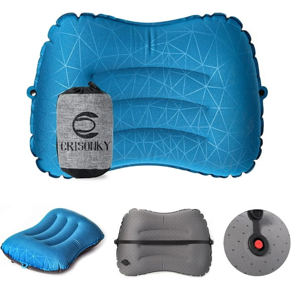Camping Pillow - Inflatable Pillow - Travel Pillows for Backpacking & Airplane, Lumbar Support 2.0 Blow Up Pillow, Ultralight Compressible, Comfortable, Ergonomic Pillows