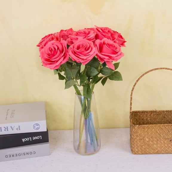 8pcs Fake Rose Artificial Silk Flowers Faux Rose Flower Long Stems Bouquet for Arrangement Wedding Centerpiece Party Home Kitchen Decor