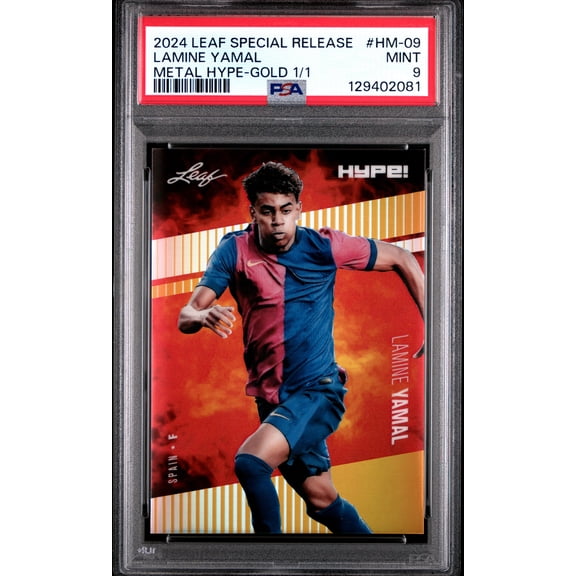 PSA 9 Lamine Yamal 2024 Leaf HYPE! Metal #HM-09 Gold 1/1 Rookie Card Barcelona