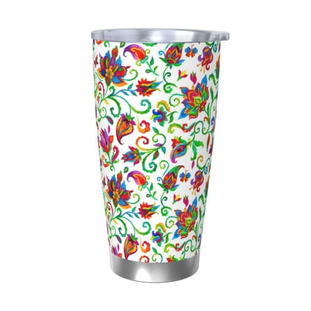 

Logiee Paisley Print 20OZ Car Cup with Lid Stainless Steel Vacuum Insulated Double Wall Travel Tumbler Durable Insulated Coffee Mug Thermal Cup with Straw-Without Straw
