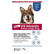 K9 Advantix Flea, Tick & Mosquito Prevention for Extra Large Dogs Over 55 lbs., 2-Monthly Treatments