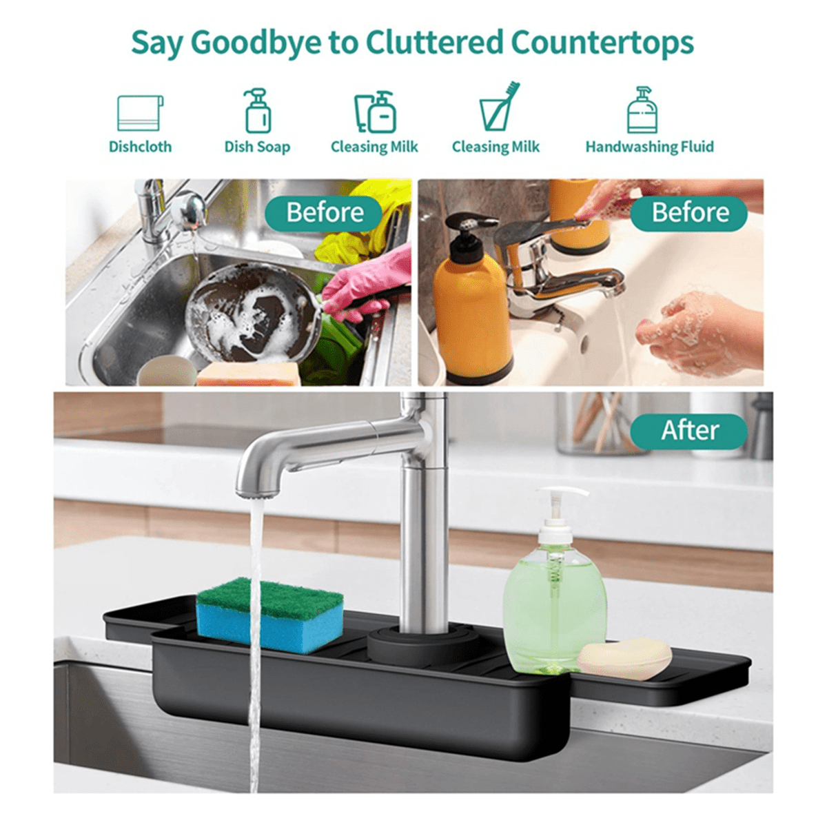 Silicone Faucet Splash Guard Kitchen Sink Splash Guard Upgraded Faucet Water Catcher Tray Gray Walmart