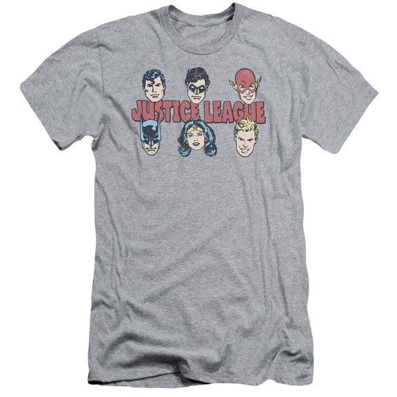 DC Comics Justice Lineup S/S Adult 30/1 T-Shirt Athletic Heather