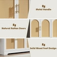 thumbnail image 7 of Buffet Cabinet with Storage, Rattan Storage Cabinet with 4 Doors, Modern Accent Sideboard with Sturdy Wood Feet, for Living Room, Dining Room, Entryway, 7 of 7