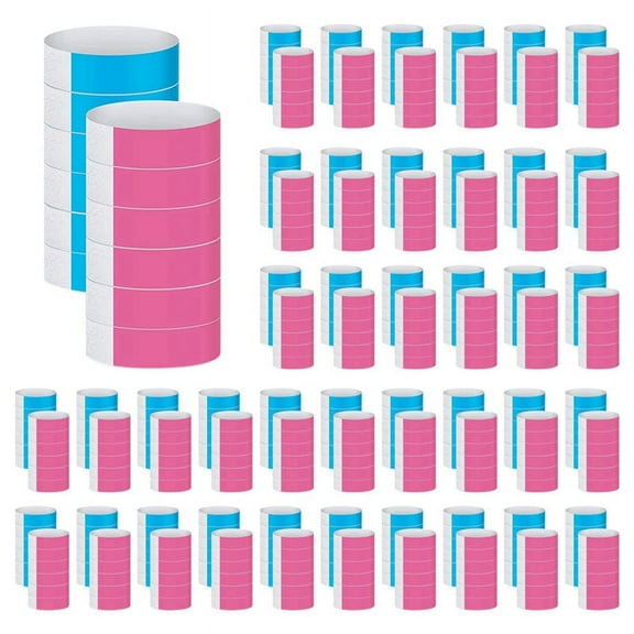 1800Pcs Waterproof Hand Bands Neon Wrist Bands for Events Concert Wristbands Adhesive Wristbands for (Blue, Pink)