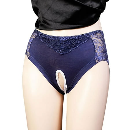 Top Pick: Womans Panties  Ropa Interior de Mujer  Women s High Waist Sexy Lace Open Transparent Mesh Panties Briefs SOPATENOR Blue 2XL