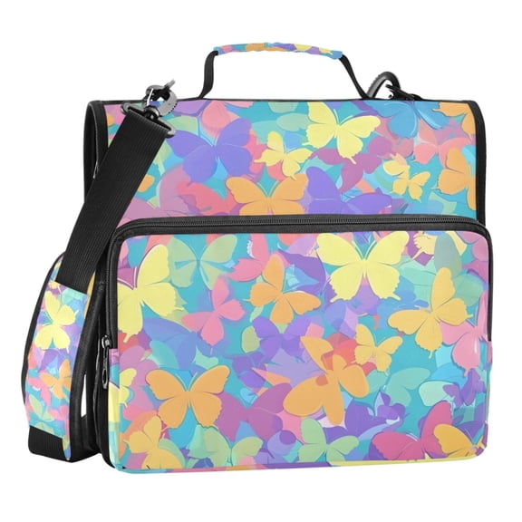 ALAZA Zipper Binder Butterflies Paint 3 Ring Trapper Keeper File Folder Organizer Bag