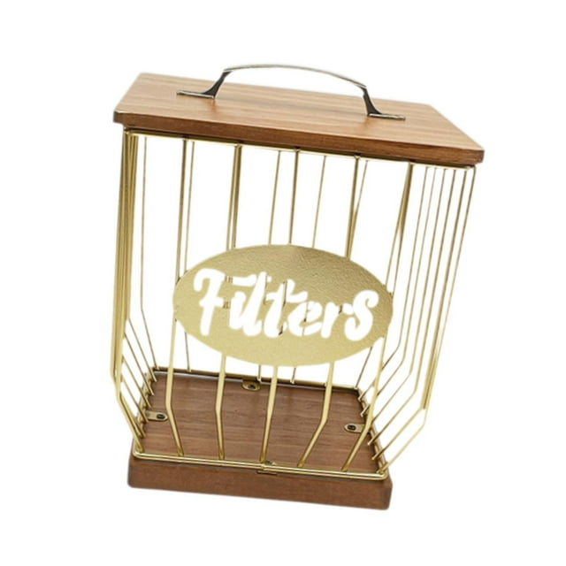 Organizador de cápsulas de café de metal con tapa de madera, cápsula de café cuadrada Oro