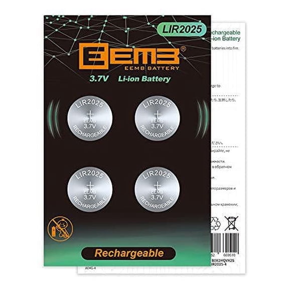 4PCS EEMB LIR2025 Rechargeable Battery 3.7V Lithium-ion Coin Button Cell Batteries 40mAh