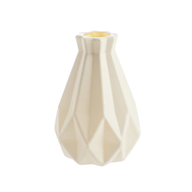 Injueey Florero moderno de plástico para sala de estar, adorno de decoración del hogar de estilo nórdico, Origami, novedad de 2021 Decoración del hogar vientre blanco