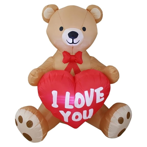 4ft Valentine's Inflatable Teddy Bear - I Love You Heart, LED Lighted Yard Decoration for Couples - Indoor Outdoor Holiday Blow Up