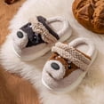 thumbnail image 4 of GJSYRH Cute Animal Slippers for Kids, Toddler House Indoor Slippers, Soft Fuzzy -On Winter Christmas Gifts for Girls Boys Brown 6-7 Years, 4 of 5