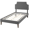thumbnail image 3 of Modern Contemporary Urban Design Bedroom Twin Size Platform Bed Frame, Fabric Copper Nail Rivet, Grey Gray, 3 of 5