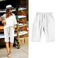 thumbnail image 3 of Women's Casual Fashion Loose Cotton Button Pocket Soild Print Wide-leg Shorts, 3 of 5