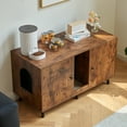 thumbnail image 4 of JanflyHome Cat Litter Box Enclosure, Farmhouse TV Stand Litter Box Cabinet Furniture with Scratching Board,  End Side Table Cat Washroom, Vintage Brown, 4 of 11