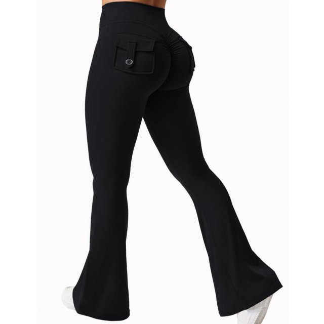Women's High Waisted Flare Yoga Leggings with Pockets Tummy Control Stretch