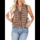 thumbnail image 2 of Suéter de Punto A Crochet para Mujer, Sin Mangas, con Cuello en V y Lazo Frontal, A Rayas, Estilo , para Verano 2025 Marrón M, 2 of 9