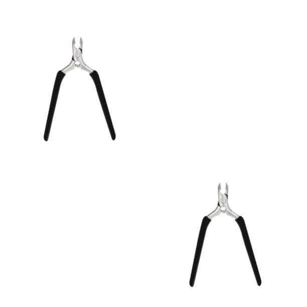 Jumpingount Manicura Uña de los pies Cutícula Nipper Tijeras Removedor de piel muerta Clippers Herramienta Mango de silicona Antideslizante Negro 2piezas