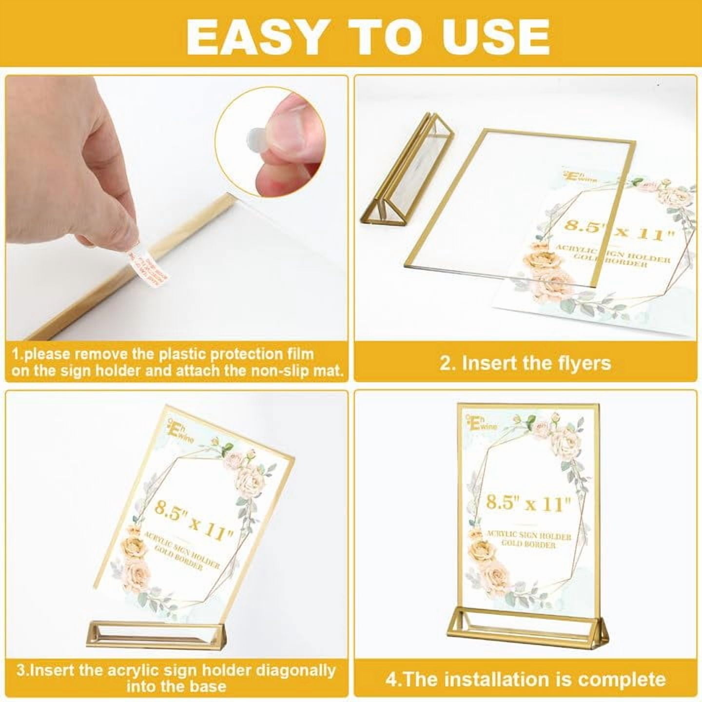 12 Pack Acrylic Sign Holders 8.5x11 Double-Sided Tabletop Display Stands