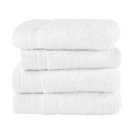 Hotel Style 4-Piece Egyptian Cotton Tencel Lyocell Hand Towel & Wash Cloth Set, Arctic White
