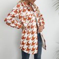 thumbnail image 4 of Pntutb, top de solapa para mujer, manga larga, patrón de mil pájaros, abrigo de lana estampado, abrigo/chaqueta informal de manga larga sin capucha Pntutb Pntutb-1402, 4 of 6