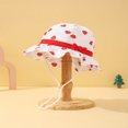 thumbnail image 2 of OUSITAID 1pc Baby Girls‘ Strawberry Pattern Sun Protection Fisherman Hat With Bow Decoration, 2 of 6