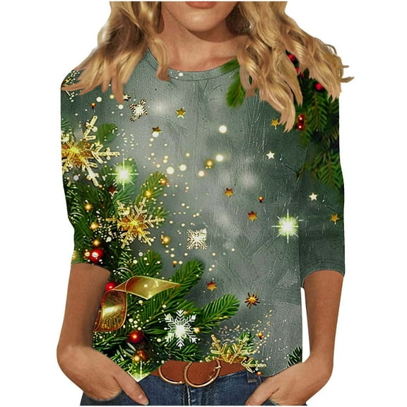 My Items Talove Long Sleeve Shirts for Women Graphic Printed Sweatshirt Women Fall Clothes Round Neck Casual Womens Tops Dressy Christmas Shirts