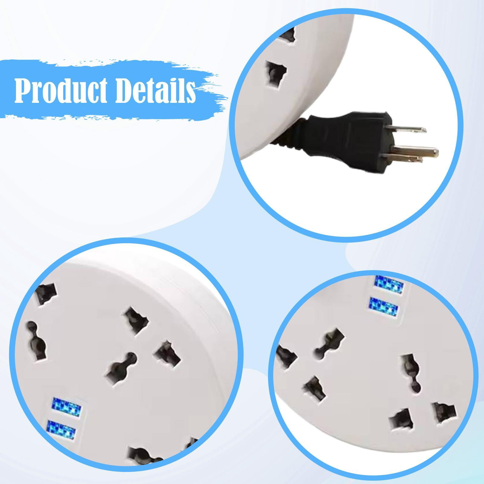 Power Strip Extension Board Extension Cord with Retractable 2 Meter Cord for Home Office Desk and Bedroom