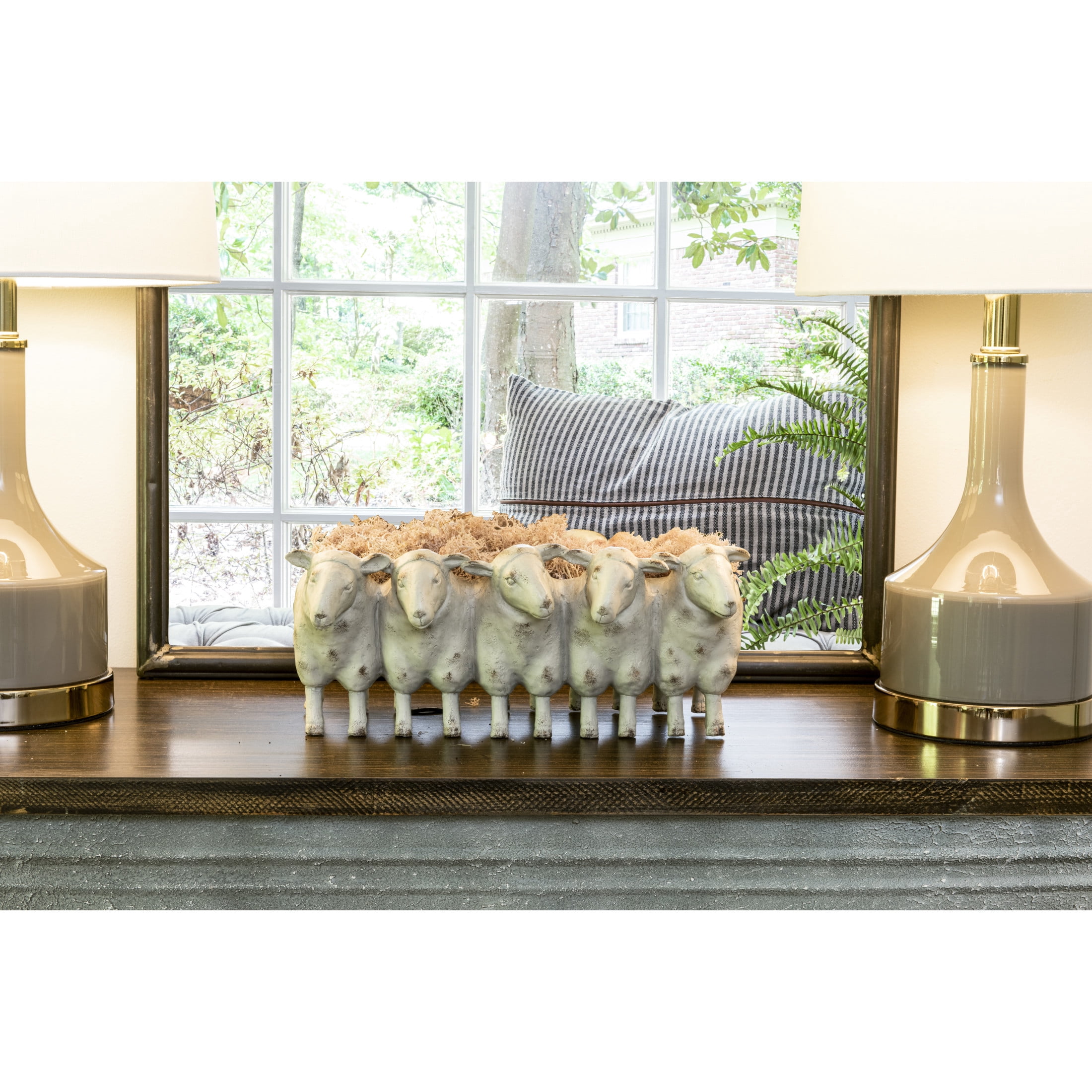 Creative Co-Op Farmhouse Resin Sheep Planter, White