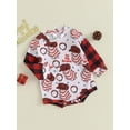 thumbnail image 3 of Wassery Baby Girls Sweatshirt Romper 3M 6M 12M 18M Infant Girl Christmas Outfits Plaid Print Patchwork Long Sleeve Bodysuits Newborn Cute Clothes, 3 of 8