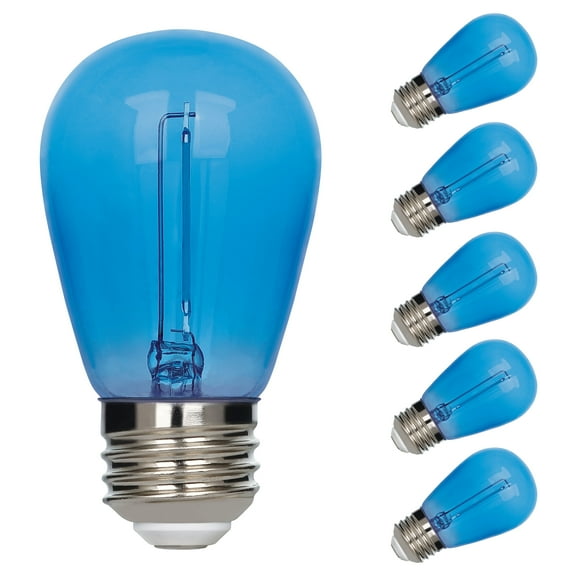 Westinghouse 2 Watt (40 Watt Equivalent) Blue S14 Omni Filament LED Light Bulb Medium (E26) Base, 6-Pack