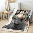 thumbnail image 2 of Highland Cow Blanket Cowhide Leopard Print Throw Blanket 40"x50",Western Animals Fleece Blanket Cheetah Animal Hide Longhorn Bull Cattle Blankets,Farm Wildlife Farmhouse Decor Cowboys Gifts for Men, 2 of 6