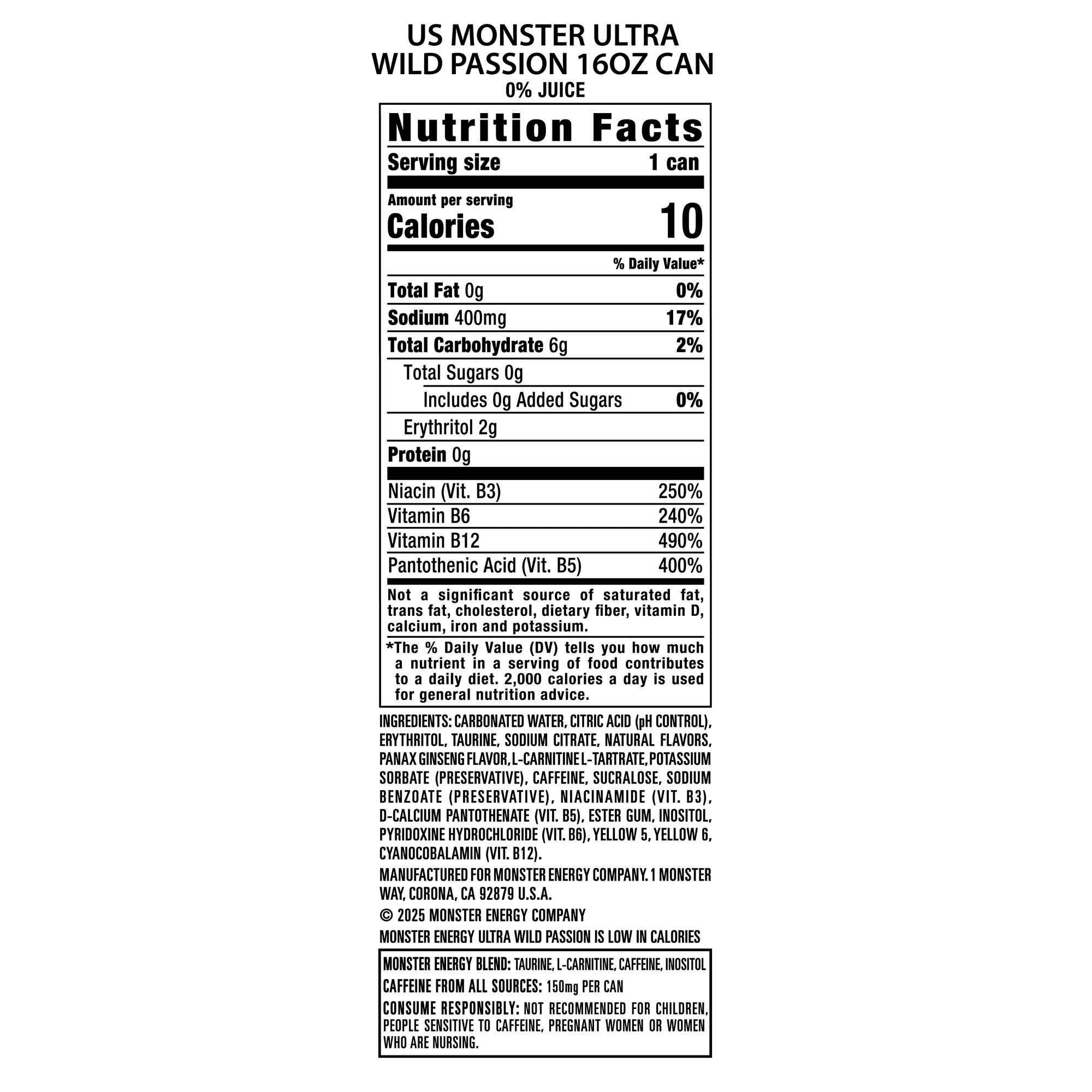 Monster Ultra Wild Passion Energy Drink 24ct 16 fl oz