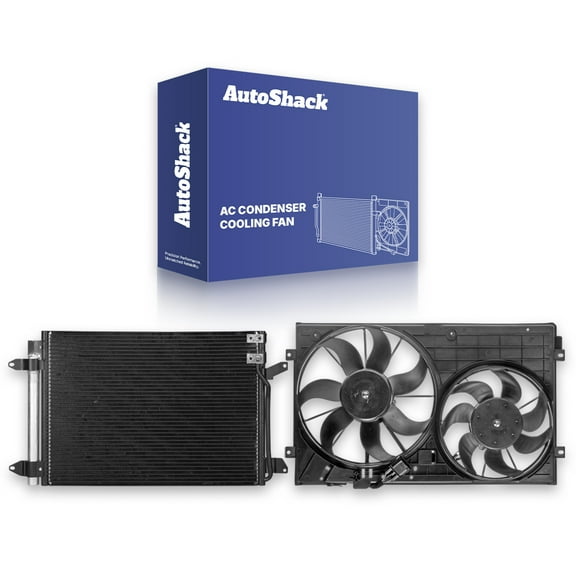 AutoShack Air Conditioning A/C Condenser Radiator Cooling Fan Assembly | Replacement for 2011-2016 Volkswagen Jetta 2012-2015 Volkswagen Beetle | 2-PC