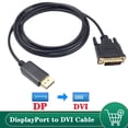 thumbnail image 2 of 1.8M Displayport macho a DVI Cable adaptador macho 1080P DP a DVI Convertidor compatible Displayport 1.1a, 2 of 8