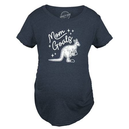 

Maternity Mom Goals T Shirt Funny Cute Momma Kangaroo Pregnancy Tee For Ladies (Heather Navy) - 3XL