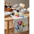 thumbnail image 2 of Table Runner Colorful Tulips Table Decoration for Kitchen Dinning Vintage Linen Table Decoration for Indoor Outdoor Party Wedding Decor 13x72inch, 2 of 7
