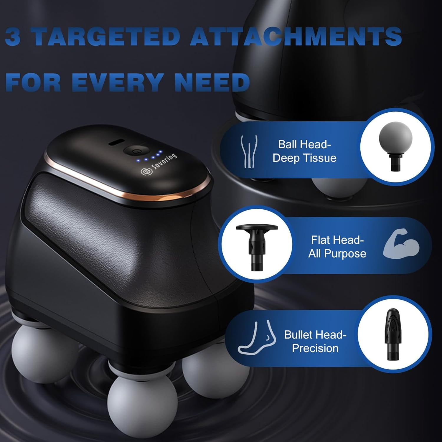 4 Head Massage Gun Deep Tissue, Mini Percussion Muscle Massager for Pain Relief