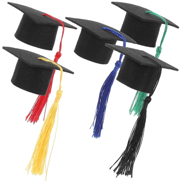 Graduation Cap Toppers with Tassel for DIY Decor Assorted Color Felt Cloth and Tassel Mini Size