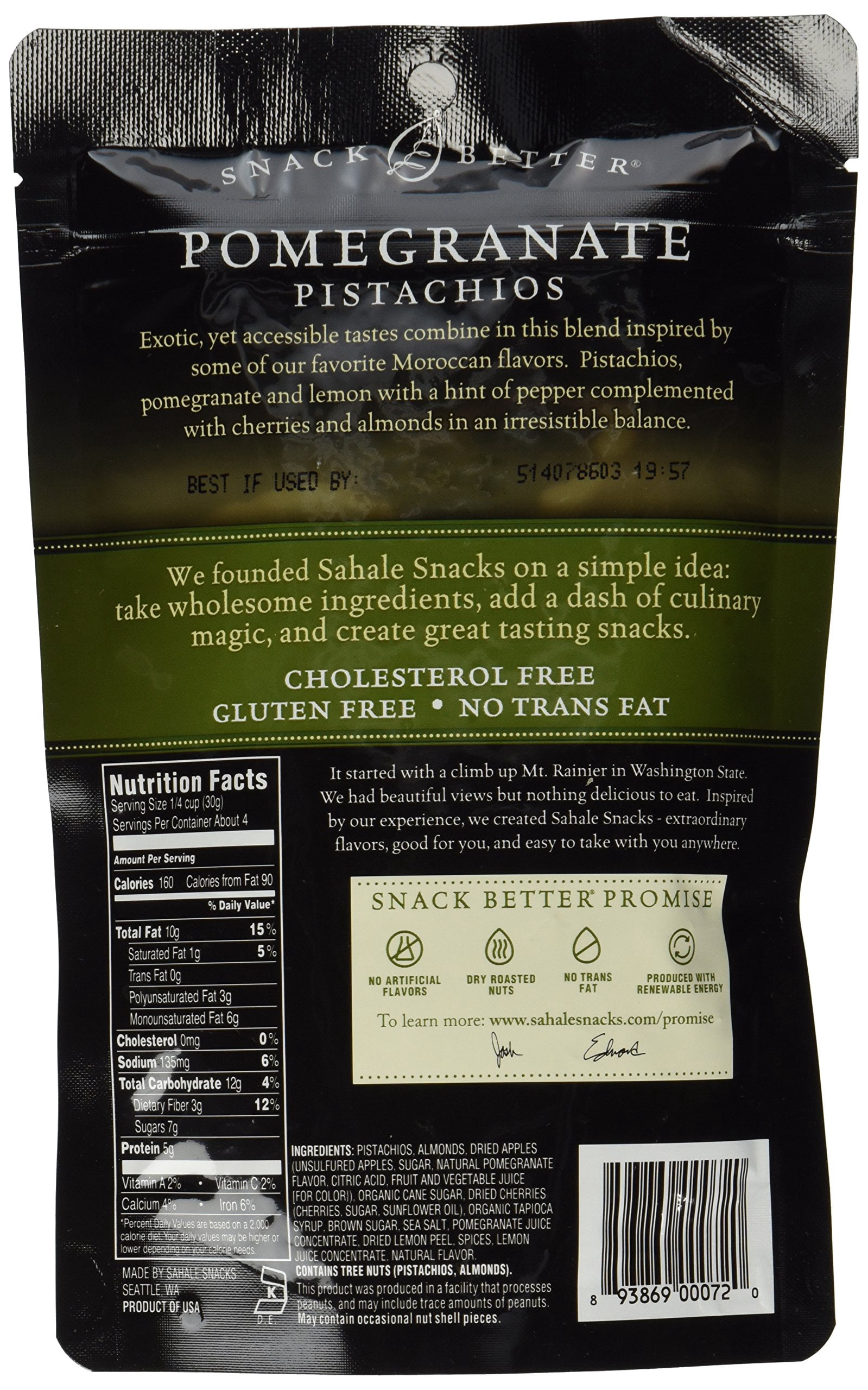 Sahale Snacks Pomegranate Flavored Pistachio Mix, 4 oz - Case of 6