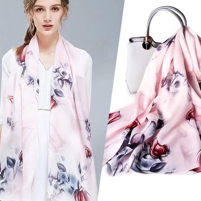 XIBUFE Shawl Scarf for Women Lightweight Scarves Floral Pattern Formal ...