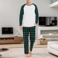 thumbnail image 2 of Soft Pajama Set Men Pullover Long Sleeve Lounge Sets Autumn Winter Raglan Sleeve Top Plaid Print Trousers Two Piece Home Suit Sleepwear 2 Piece Pants Pjs Set Dark Green S, 2 of 5