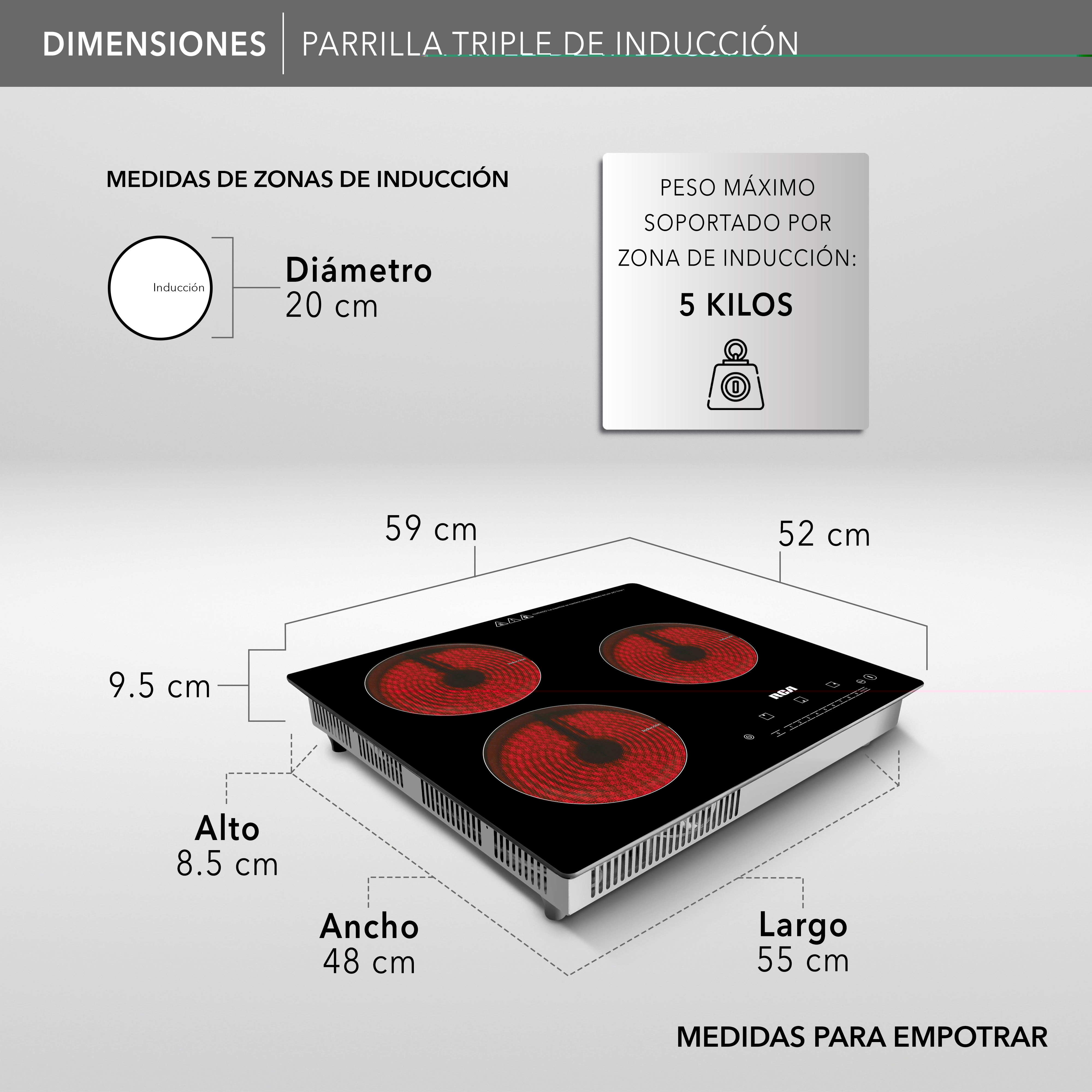 thumbnail image 2 of Parrilla de inducción RCA RC-12A6, 2 of 8