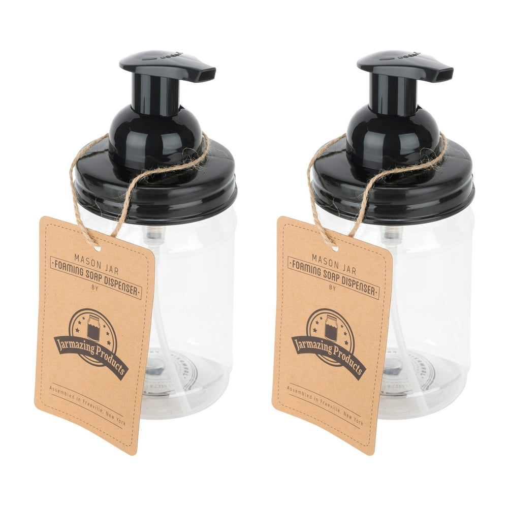 Jarmazing Products Mason Jar Foaming Soap Dispenser Black With 16