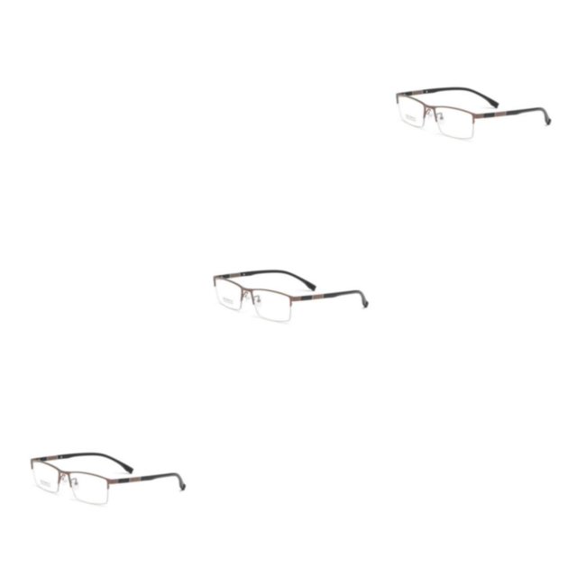 Minnieouse Gafas de medio marco de Metal Unisex, gafas de cara grande, gafas ligeras para miopía, gafas para ordenador de negocios, café Type1 NO1