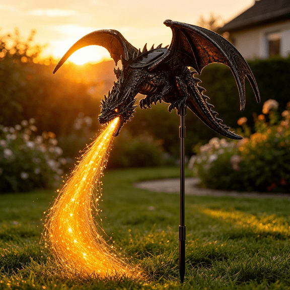 Fire Dragon Solar Lights Outdoor Garden Stakes, Waterproof Solar Powered Outdoor Lights, LED Lighting Garden Decorations