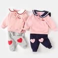 thumbnail image 3 of KYAIGUO Ensemble de Chandails en Molleton Princesse pour Bébé Filles 2 Pcs Col Poupée Doux et Pantalons, 3 of 8