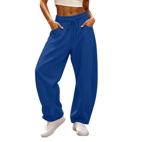 WRFWUL Womens Wide Leg Sweatpants Loose Fit Casual Lounge Pants Elastic Waist Drawstring with Pockets Fall Winter Cozy Joggers Trousers
