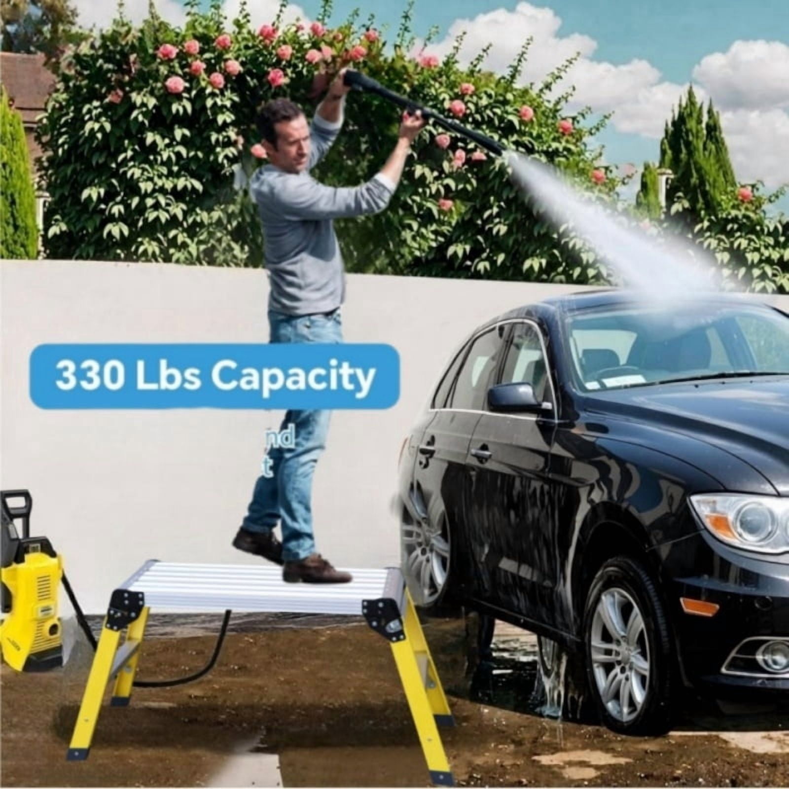 Step Ladder, Heavy Duty Foldable Aluminum Platform 330 Lbs Capacity