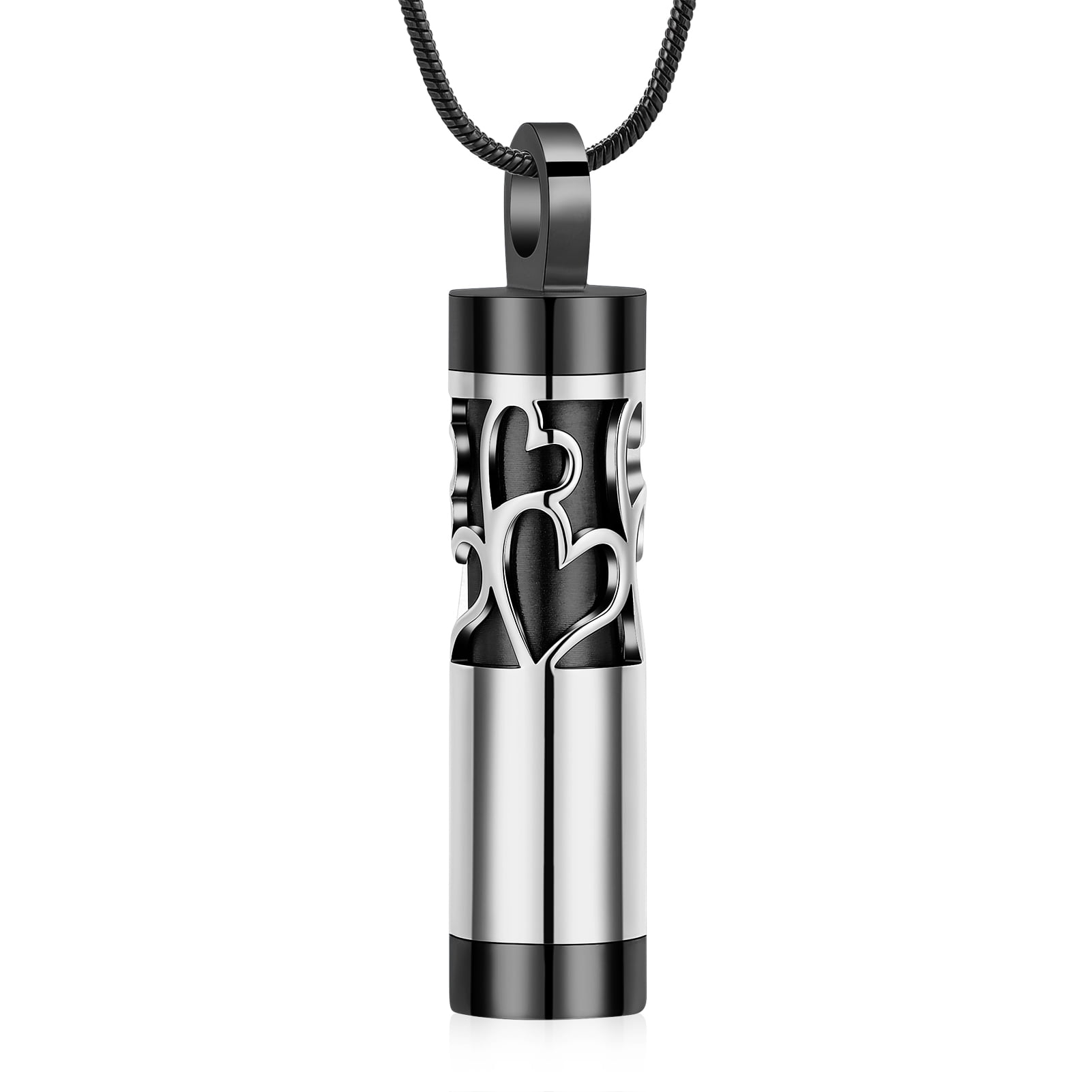 Hollow Cylinder Urn Necklace for Ashes Vial Cremation Jewelry for Women Men Memorial Keepsake Locket Necklace